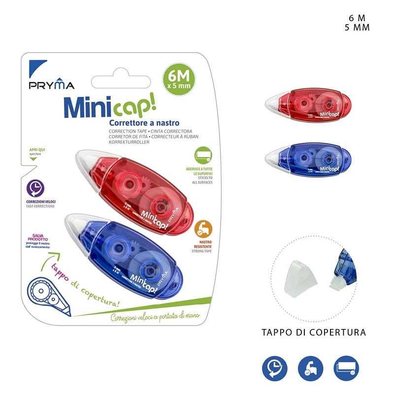 Mini cap correttore a nastro 2pz