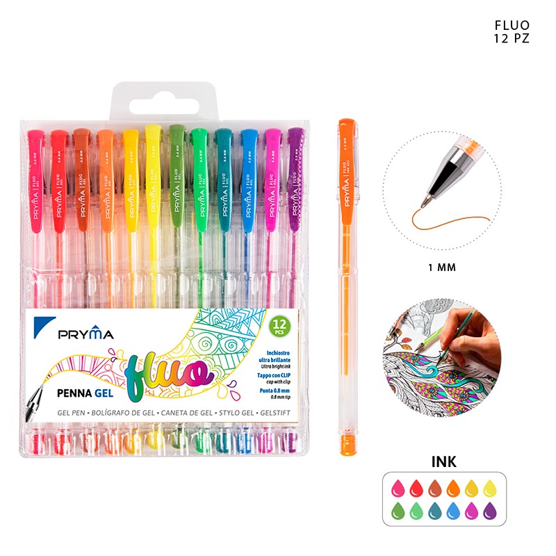 Penna Gel Fluo 0,8mm 12pz