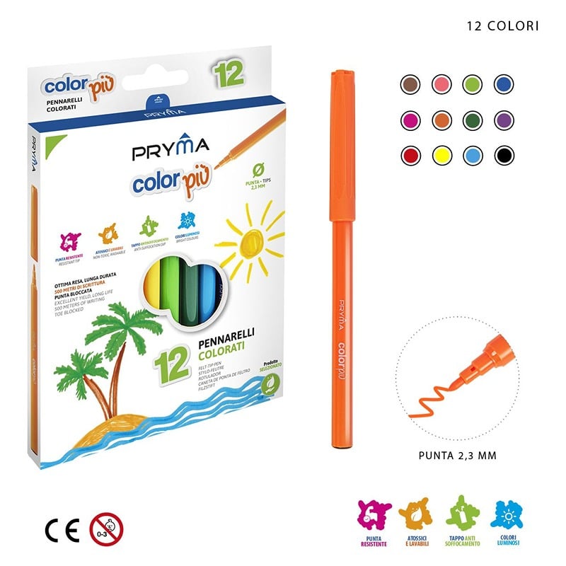 Confezione Pennarelli Colorati 12PZ