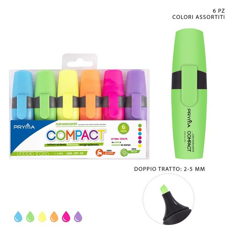 Evidenziatori Compact fluo 6pz