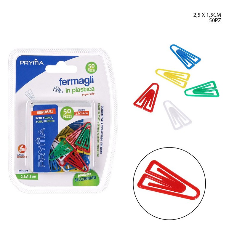 Fermagli Plastica Triangolari. 2.5X1.5cm 50pz