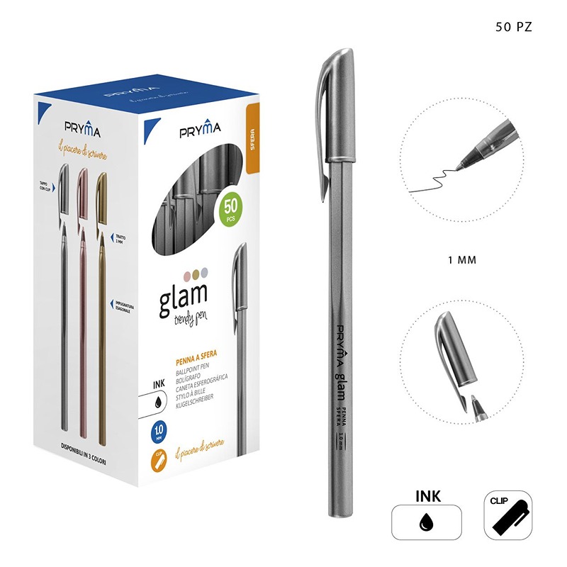 Penna A Sfera Glam Oro Rosa Con Inchiostro Nero 1PZ