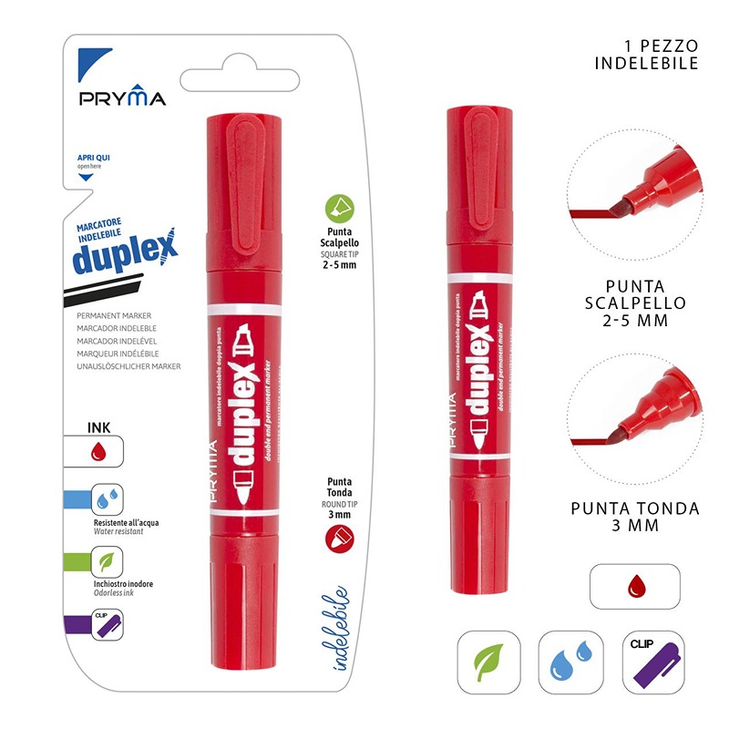 Marcatore Rosso Con Doppia Punta Duplex 2-5/3MM