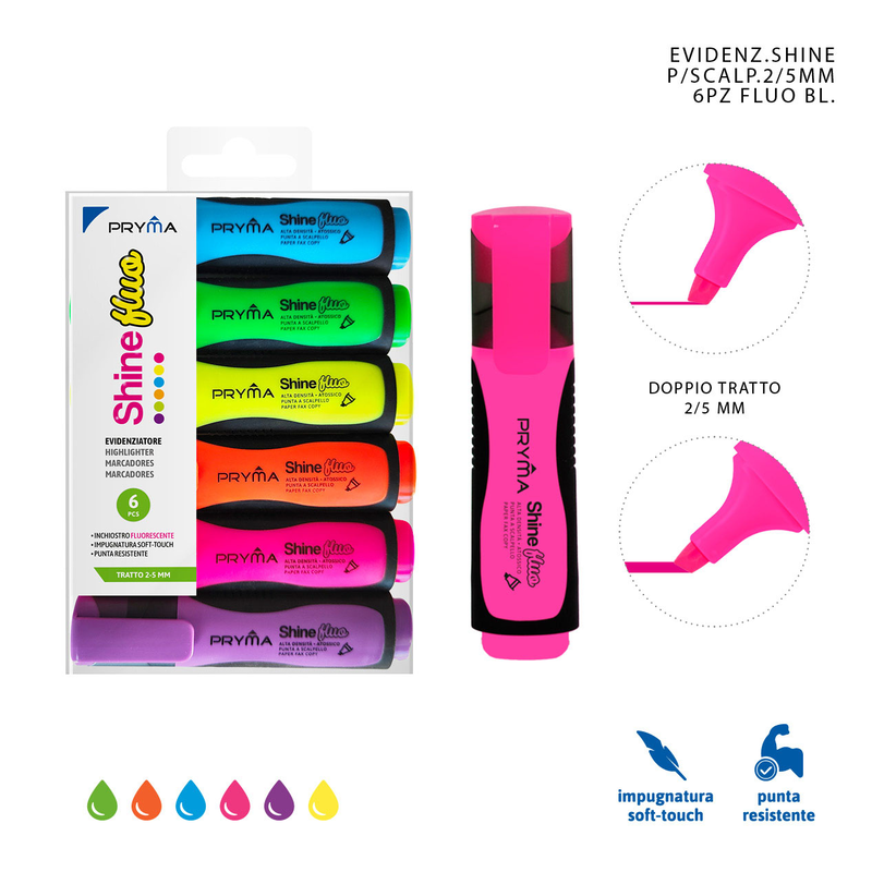 Evidenziatori Shine Fluo 6PZ