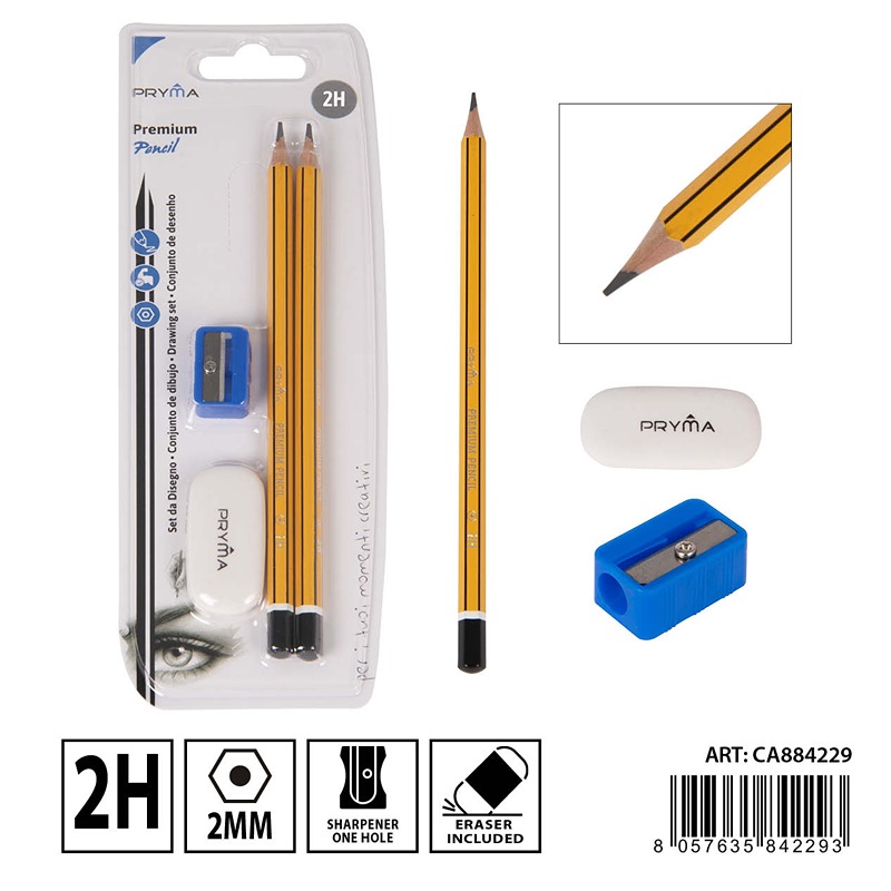 Set Matita 2H 2PZ+Temperino+Gomma